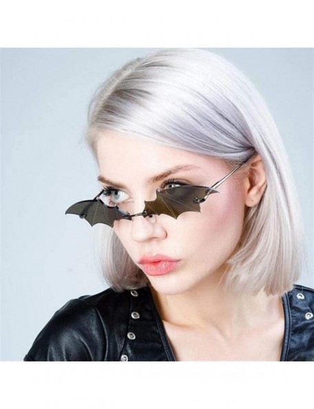Rimless Bat Sunglasses for Women Rimless Wing Sun Glasses Shades UV400 - C4 Black Purple - CJ1902S94RS $13.58
