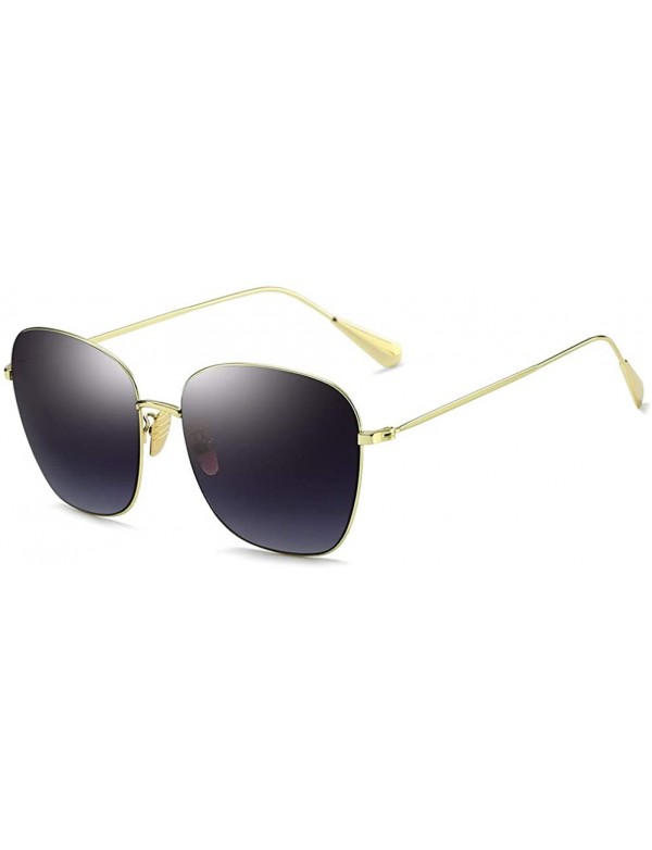 Oval Unisex Sunglasses Retro Gold Grey Drive Holiday Oval Non-Polarized UV400 - Gold Grey - CN18R83I0LU $8.99