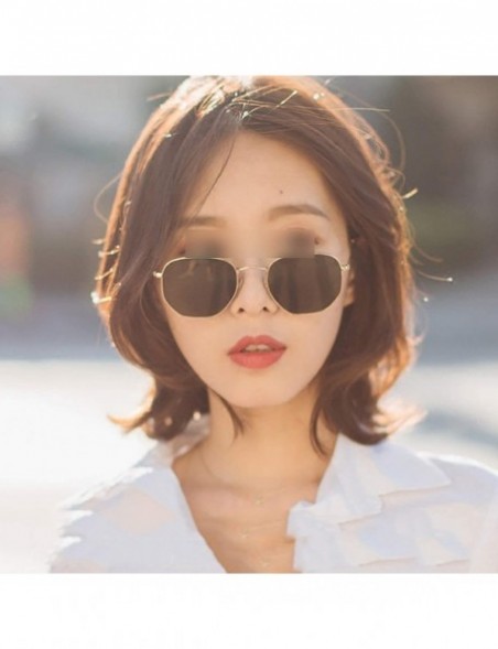 Square Women Retro Polygonal Tinted Color Lens Sunglasses Cute Sexy Eye Vintage Pink Lenses Square Sun Glasses - Green - CH19...