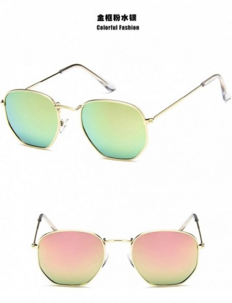 Square Women Retro Polygonal Tinted Color Lens Sunglasses Cute Sexy Eye Vintage Pink Lenses Square Sun Glasses - Green - CH19...