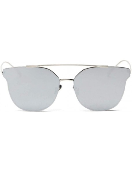 Goggle Women Cat Eye Vintage Mirror UV400 Sunglasses Coating Glasses Eyewear - Silver - CT182DUAWSG $8.87