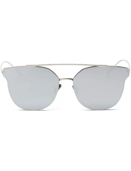 Goggle Women Cat Eye Vintage Mirror UV400 Sunglasses Coating Glasses Eyewear - Silver - CT182DUAWSG $8.87
