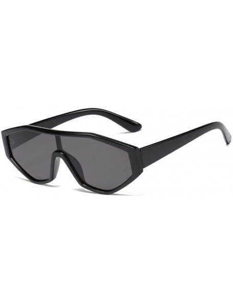 Wrap Shield Irregular Cyberpunk Sunglasses for Women Men Visor Square Rectangle Frame - Black - C3194ERKG4S $11.46