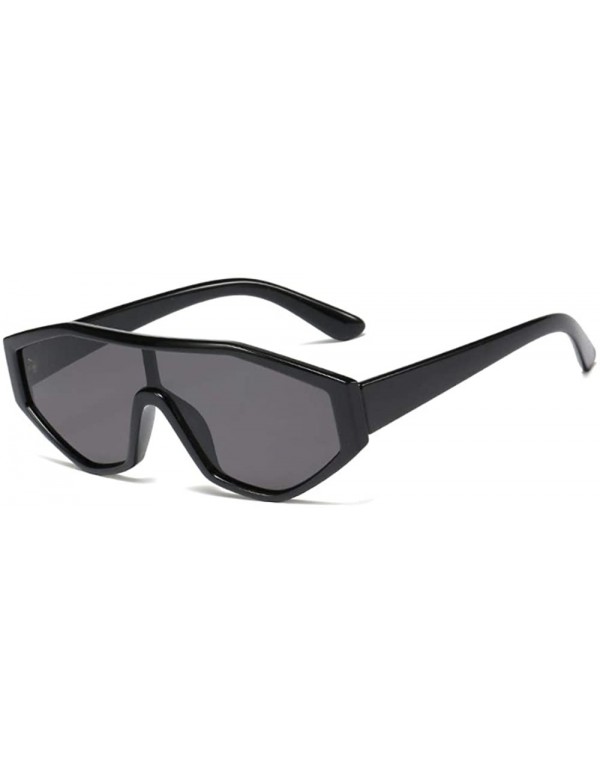 Wrap Shield Irregular Cyberpunk Sunglasses for Women Men Visor Square Rectangle Frame - Black - C3194ERKG4S $11.46