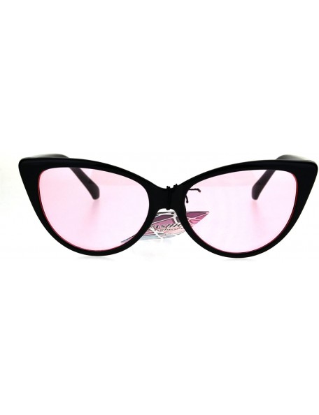 Cat Eye Pop Color Lens Gothic Narrow Cat Eye Womens Black Sunglasses Pink - C618602ZZH4 $19.65