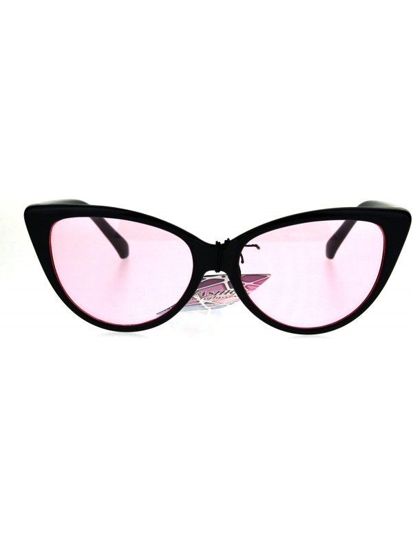 Cat Eye Pop Color Lens Gothic Narrow Cat Eye Womens Black Sunglasses Pink - C618602ZZH4 $10.34