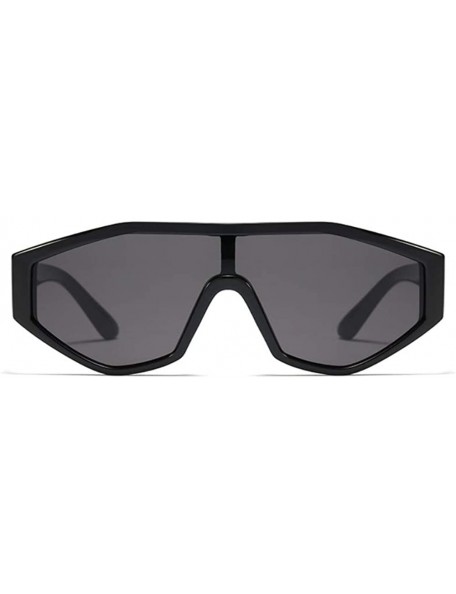 Wrap Shield Irregular Cyberpunk Sunglasses for Women Men Visor Square Rectangle Frame - Black - C3194ERKG4S $11.46