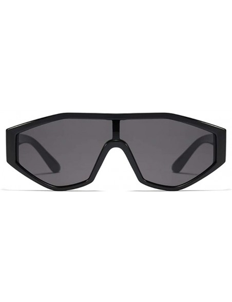 Wrap Shield Irregular Cyberpunk Sunglasses for Women Men Visor Square Rectangle Frame - Black - C3194ERKG4S $11.46
