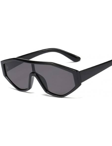 Wrap Shield Irregular Cyberpunk Sunglasses for Women Men Visor Square Rectangle Frame - Black - C3194ERKG4S $11.46