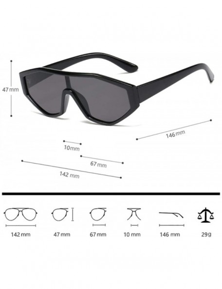 Wrap Shield Irregular Cyberpunk Sunglasses for Women Men Visor Square Rectangle Frame - Black - C3194ERKG4S $11.46