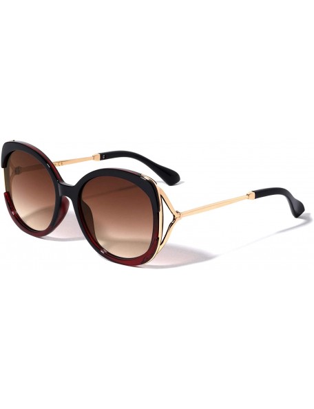 Butterfly Thick Frame Rounded Butterfly Sunglasses - Brown Red Crystal - CM1993WSZ4G $10.92