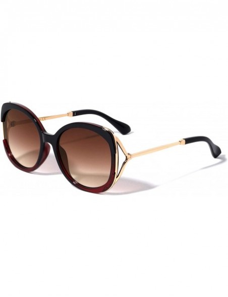Butterfly Thick Frame Rounded Butterfly Sunglasses - Brown Red Crystal - CM1993WSZ4G $10.92