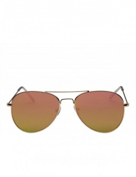 Square Mirrored Flat Lens Classic Teardrop Metal Aviator Sunglasses - Pink - CA12DA793XP $10.14