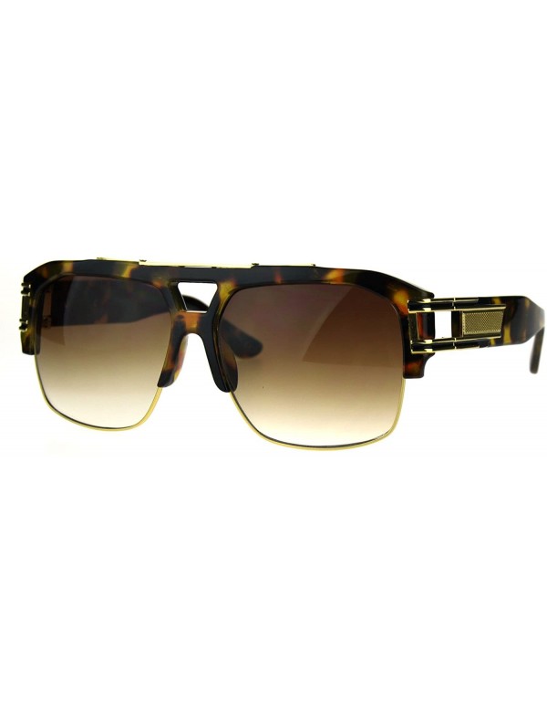 Square Mens Designer Fashion Sunglasses Celebrity Style Square Frame UV 400 - Tortoise - CT187WX9IER $8.79