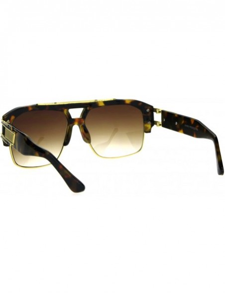 Square Mens Designer Fashion Sunglasses Celebrity Style Square Frame UV 400 - Tortoise - CT187WX9IER $8.79