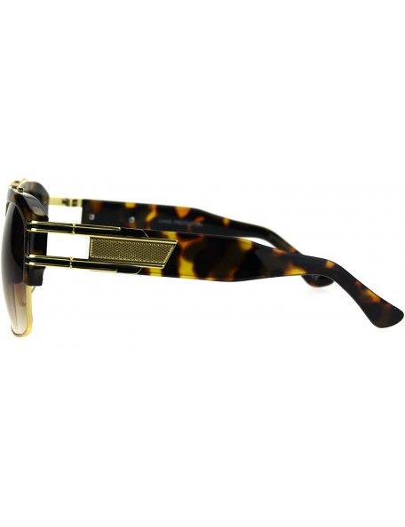 Square Mens Designer Fashion Sunglasses Celebrity Style Square Frame UV 400 - Tortoise - CT187WX9IER $8.79