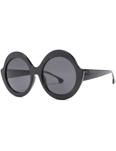 Oversized Oversized Retro Round Sunglasses Candy color Hinge Women Sun Glasses - Black Gray - C918NO9OWIR $8.74