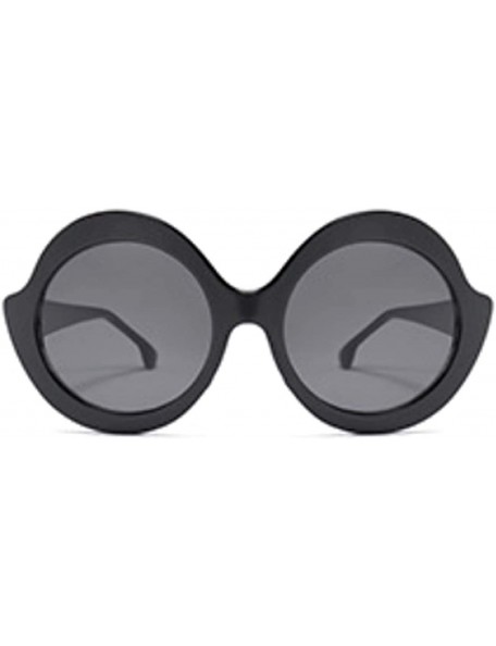 Oversized Oversized Retro Round Sunglasses Candy color Hinge Women Sun Glasses - Black Gray - C918NO9OWIR $8.74