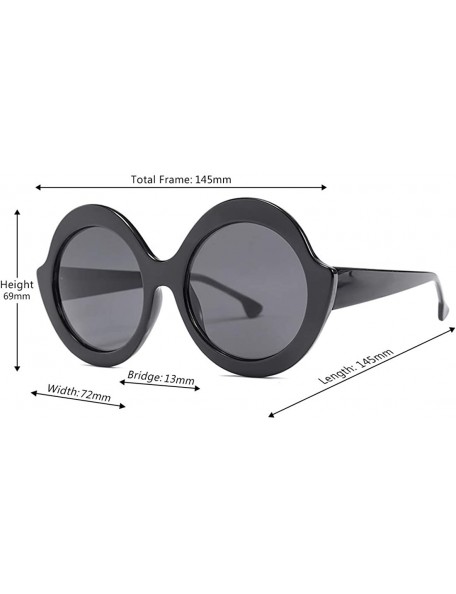 Oversized Oversized Retro Round Sunglasses Candy color Hinge Women Sun Glasses - Black Gray - C918NO9OWIR $8.74