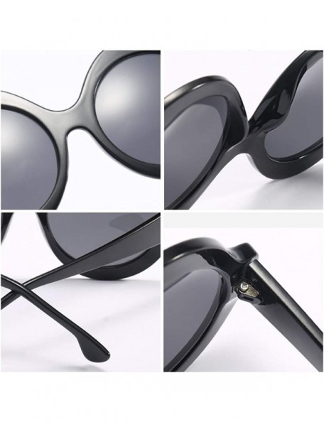 Oversized Oversized Retro Round Sunglasses Candy color Hinge Women Sun Glasses - Black Gray - C918NO9OWIR $8.74