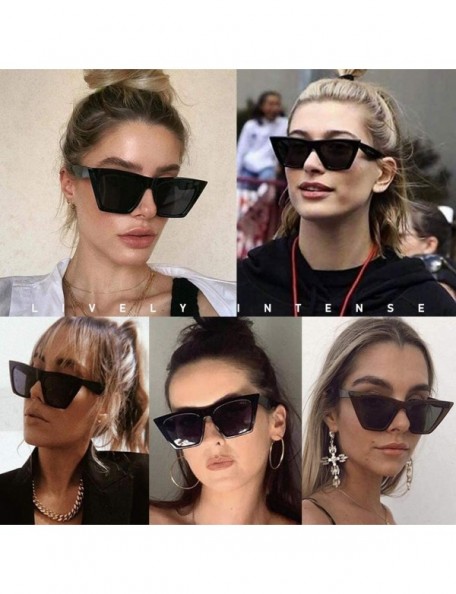 Square Flat Top Sunglasses for men women Retro Designer Square Succinct Style sunglasses Clear lens sunglasses UV400 - 7 - CR...