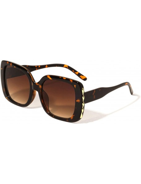 Butterfly Oversized Round Square Butterfly Sunglasses - Brown Demi - CD1972NS8XS $29.52