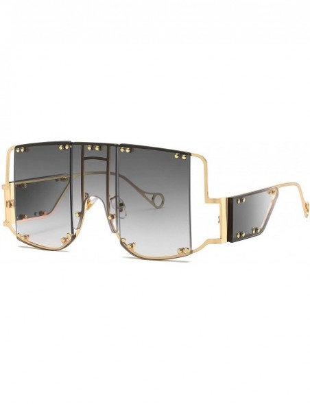 Square sunglasses 902 personality protection windproof - Gold/Gray - CL199GY0WMG $15.10