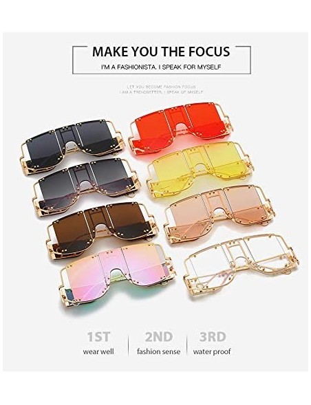 Square sunglasses 902 personality protection windproof - Gold/Gray - CL199GY0WMG $15.10