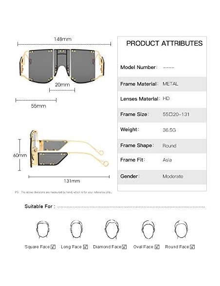 Square sunglasses 902 personality protection windproof - Gold/Gray - CL199GY0WMG $15.10