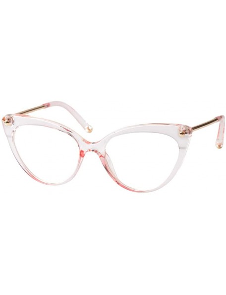 Oversized Ladies Oversized Cat Eye Reading Glass Modern Eyeglass Frame - Transparent Pink - CY18HLUS0Y4 $15.67