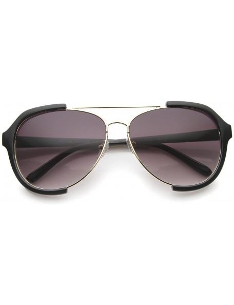Semi-rimless Modern Oversize Metal Crossbar Semi-Rimless Aviator Sunglasses 62mm - Black-gold / Lavender - C912I21SCAJ $20.09