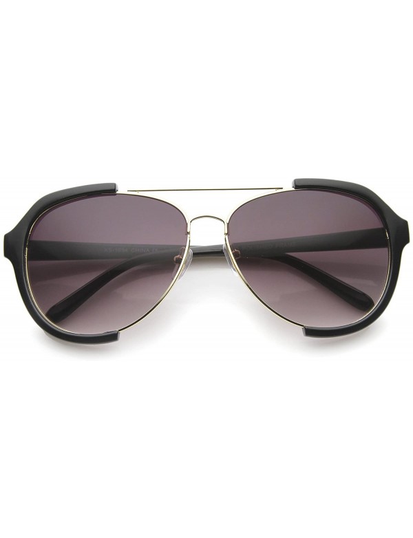 Semi-rimless Modern Oversize Metal Crossbar Semi-Rimless Aviator Sunglasses 62mm - Black-gold / Lavender - C912I21SCAJ $9.64