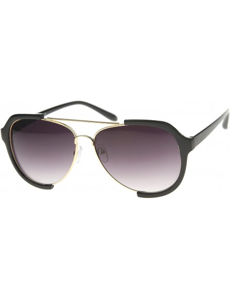 Semi-rimless Modern Oversize Metal Crossbar Semi-Rimless Aviator Sunglasses 62mm - Black-gold / Lavender - C912I21SCAJ $9.64