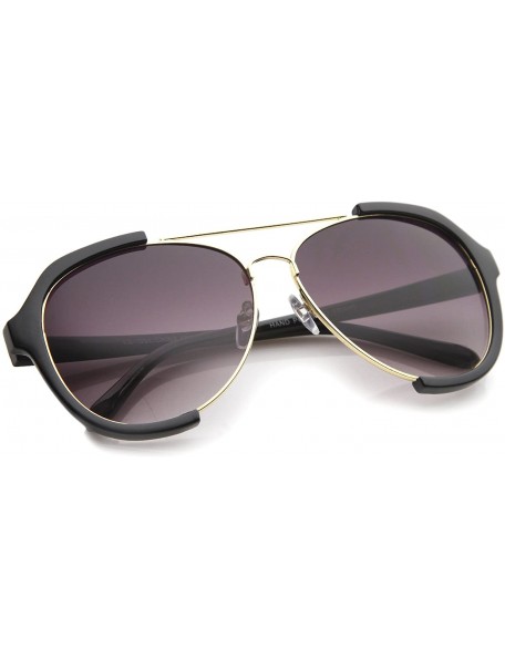 Semi-rimless Modern Oversize Metal Crossbar Semi-Rimless Aviator Sunglasses 62mm - Black-gold / Lavender - C912I21SCAJ $9.64