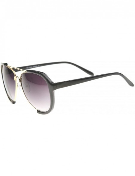 Semi-rimless Modern Oversize Metal Crossbar Semi-Rimless Aviator Sunglasses 62mm - Black-gold / Lavender - C912I21SCAJ $9.64