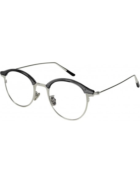 Oval Vintage Oval Round Keyhole Two-tone Frame w/Clear Lens EC51112 - Clear Grey-silver Frame/Clear Lens - CA18926QTIX $25.89