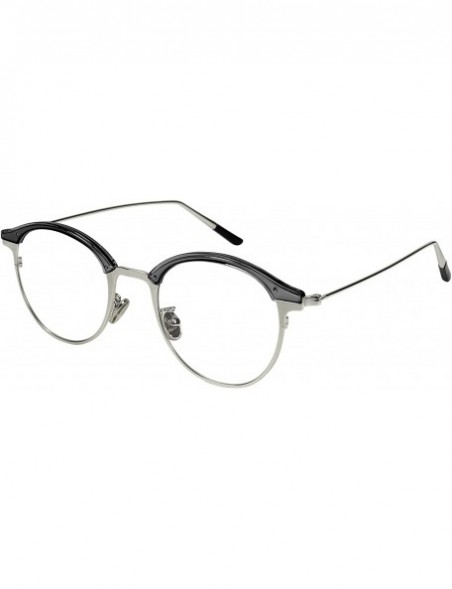 Oval Vintage Oval Round Keyhole Two-tone Frame w/Clear Lens EC51112 - Clear Grey-silver Frame/Clear Lens - CA18926QTIX $8.83