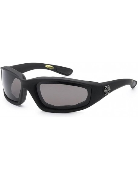 Aviator BLACK Wind Resistant Riding Sunglasses Glasses Padded Sports Motorcycle - Black Lens - C812FA6SNM1 $8.06