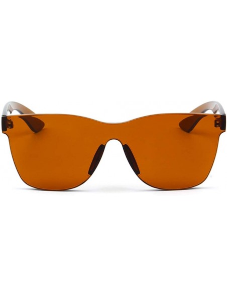 Rimless Retro Vintage Rimless Square Transparent Flat Lens Fashion Sunglasses - Brown - CW18IA5KOAO $10.41