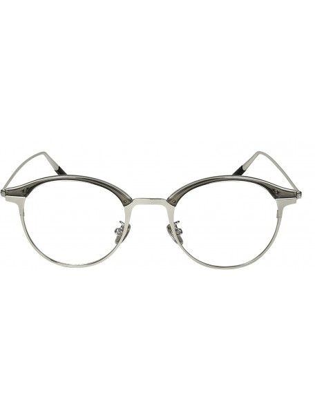 Oval Vintage Oval Round Keyhole Two-tone Frame w/Clear Lens EC51112 - Clear Grey-silver Frame/Clear Lens - CA18926QTIX $8.83