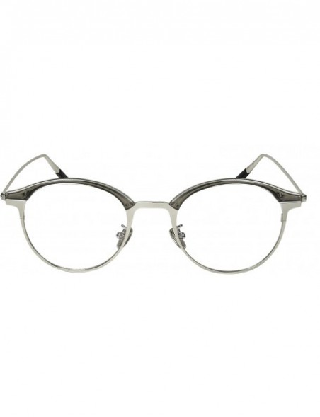 Oval Vintage Oval Round Keyhole Two-tone Frame w/Clear Lens EC51112 - Clear Grey-silver Frame/Clear Lens - CA18926QTIX $8.83