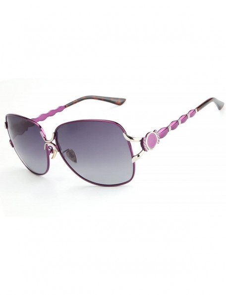 Oversized Womens Designer Oversized Metal Frame Sunglasses Polarized H008 - Purple - CY17Z504RD2 $34.40