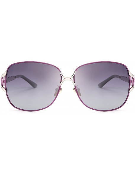 Oversized Womens Designer Oversized Metal Frame Sunglasses Polarized H008 - Purple - CY17Z504RD2 $34.40