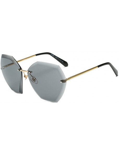 Rimless New Non-Polarized Women Rimless Rimmed Stylish Oversized Sunglasses - Gold Frame Black Grey Lens C4 - C218C770WDW $12.60