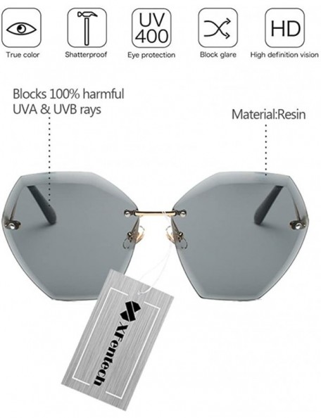 Rimless New Non-Polarized Women Rimless Rimmed Stylish Oversized Sunglasses - Gold Frame Black Grey Lens C4 - C218C770WDW $12.60