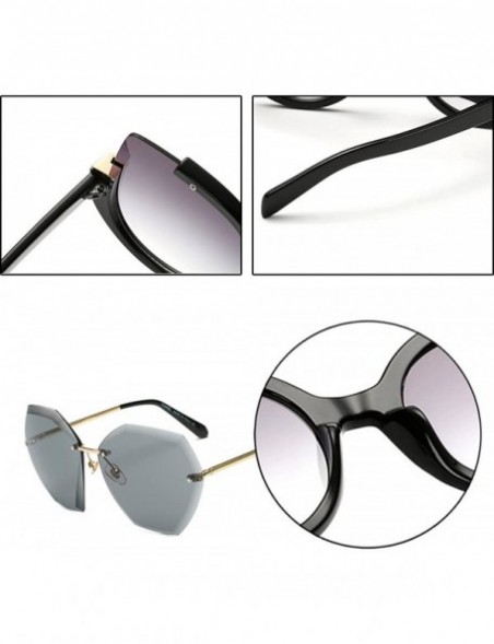 Rimless New Non-Polarized Women Rimless Rimmed Stylish Oversized Sunglasses - Gold Frame Black Grey Lens C4 - C218C770WDW $12.60