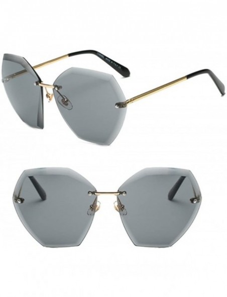 Rimless New Non-Polarized Women Rimless Rimmed Stylish Oversized Sunglasses - Gold Frame Black Grey Lens C4 - C218C770WDW $12.60