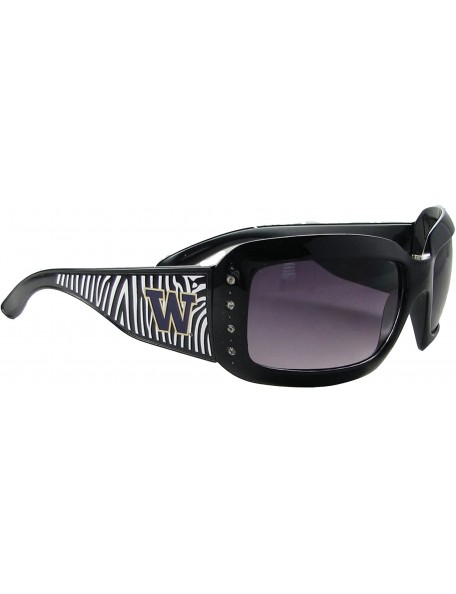 Sport Washington Huskies UW Black Zebra Print Clear Crystals NCAA Sunglasses S4ZB - CG11CTD7KC9 $27.18