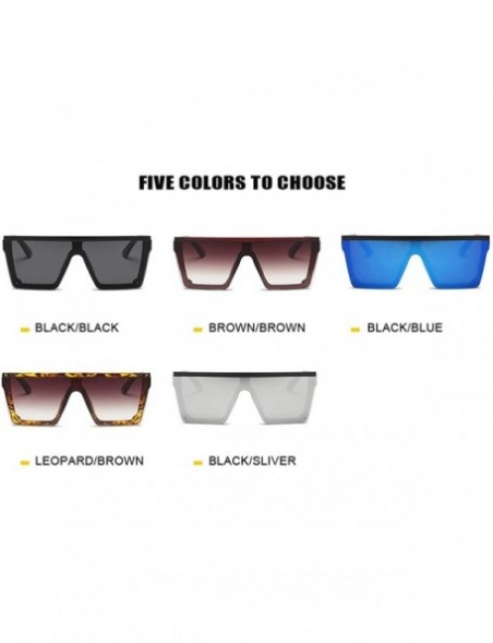 Oval Oversized Sunglasses Women Big Frame Square Flat Top Rivet Gradient Lens Glasses FeMen Vintage Mirror UV400 - C7199CCTS9...