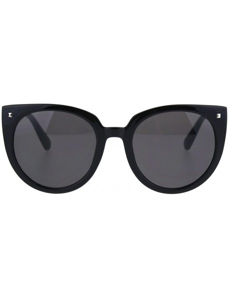 Round Retro Womens Round Oversize Color Mirror Cat Eye Sunglasses - All Black - C1185OOIDLK $12.02